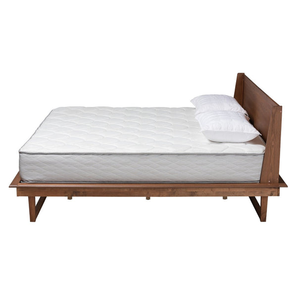 Baxton Studio Baxton Studio Macayle Queen Platform Bed - Mid-Century Modern Design in Ash Walnut Finish & Elegance MG0004-2-Ash Walnut-Queen