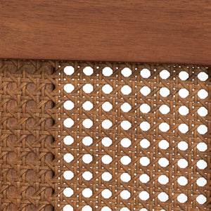 Baxton Studio Baxton Aveena Queen Platform Bed - Mid-Century Modern Walnut Finish with Wingback Headboard Design MG0004-3-Ash Walnut/Rattan-Queen
