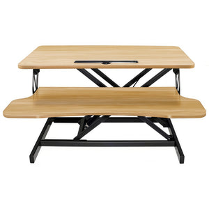 English Elm 32 Inch Sit Stand Desk Converter with Keyboard Tray Dual Monitor Ergonomic Riser Black,Natural W2641P406128