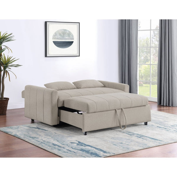 English Elm Westwind Bouclé Channel Tufted Sleeper Sofa with Pull Out Bed for Guest Rooms Beige B062P451684