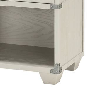 English Elm Grey 1-Drawer Nightstand with USB Charging Port, Open Shelf, Double Pull-Knobs, Compact 24.5"H B062P185698