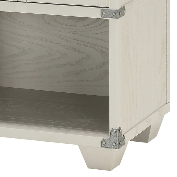 English Elm Grey 1-Drawer Nightstand with USB Charging Port, Open Shelf, Double Pull-Knobs, Compact 24.5"H B062P185698