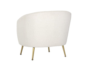 Sunpan CLEA Lounge Chair in Altro White Boucle - Sculptural Comfort with Gold Stainless Steel Legs 107571