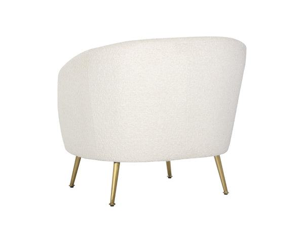 Sunpan CLEA Lounge Chair in Altro White Boucle - Sculptural Comfort with Gold Stainless Steel Legs 107571