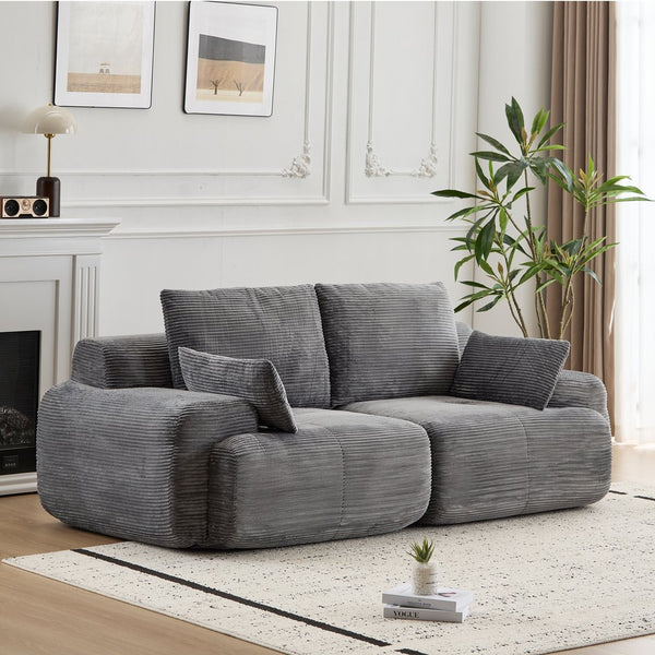English Elm Modern 2-Seater Memory Foam Sectional Sofa - Pet-Friendly Corduroy Loveseat, No Assembly, Grey W3723P346961