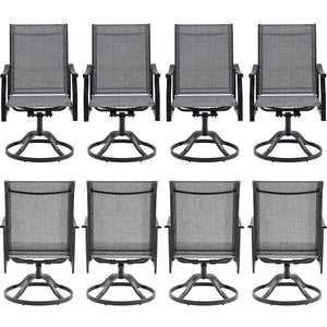 English Elm Outdoor Swivel Patio Dining Chairs Textilene Woven Set for Backyard Entertaining T3623P433695