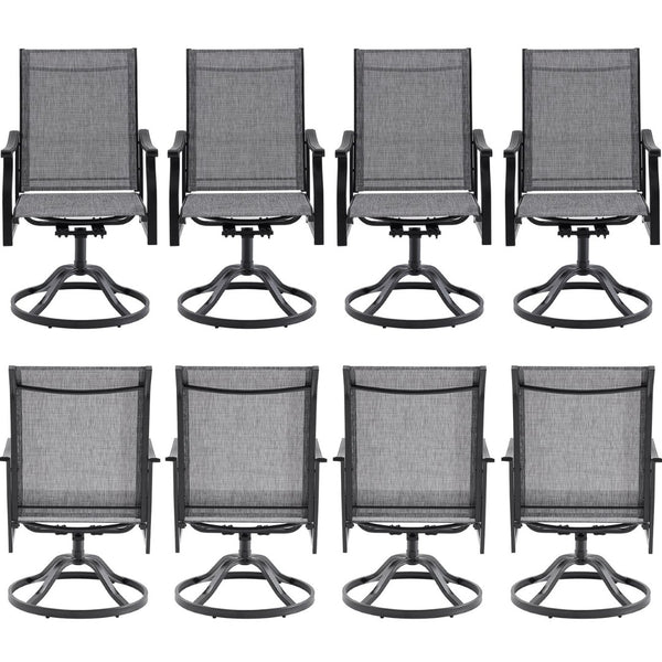 English Elm Outdoor Swivel Patio Dining Chairs Textilene Woven Set for Backyard Entertaining T3623P433695