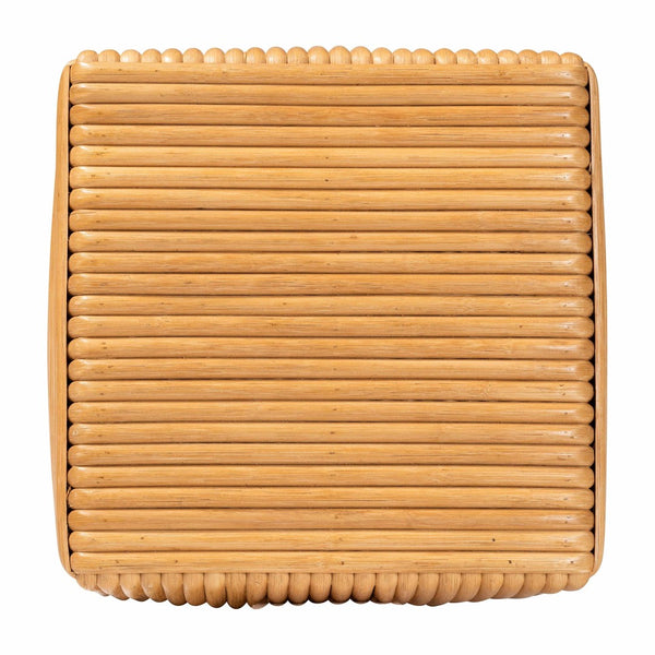 English Elm Bohemian Woven Rattan Round Footstool with Cushion for Living Room Boho Decor B2750P467632