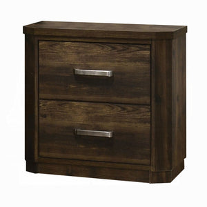 English Elm Transitional Rustic Two-Drawer Nightstand with Ample Storage, Solid Wooden Build and Easy Assembly Walnut 19 L x 27 W x 28 H B2741P323088