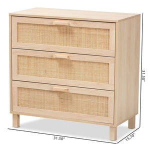 Baxton Studio Baxton Studio Sebille Mid-Century Modern Light Brown Wood Storage Cabinet with Rattan Accents LC21020906-Rattan-3DW-Cabinet