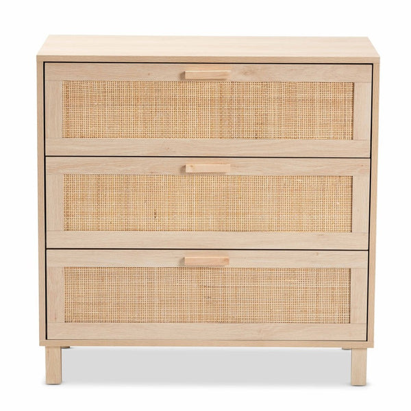 Baxton Studio Baxton Studio Sebille Mid-Century Modern Light Brown Wood Storage Cabinet with Rattan Accents LC21020906-Rattan-3DW-Cabinet