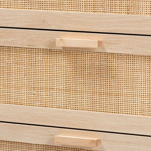 Baxton Studio Baxton Studio Sebille Mid-Century Modern Light Brown Wood Storage Cabinet with Rattan Accents LC21020906-Rattan-3DW-Cabinet