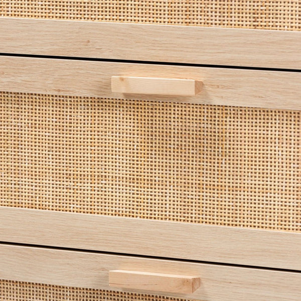 Baxton Studio Baxton Studio Sebille Mid-Century Modern Light Brown Wood Storage Cabinet with Rattan Accents LC21020906-Rattan-3DW-Cabinet