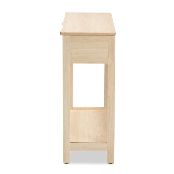 Baxton Studio Baxton Studio Sebille Console Table - Mid-Century Modern Light Brown Wood & Rattan Storage Solution LC21020907-Rattan-2DW-Console Table