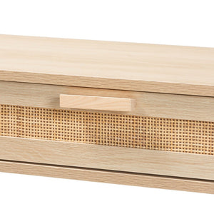 Baxton Studio Baxton Studio Sebille Console Table - Mid-Century Modern Light Brown Wood & Rattan Storage Solution LC21020907-Rattan-2DW-Console Table