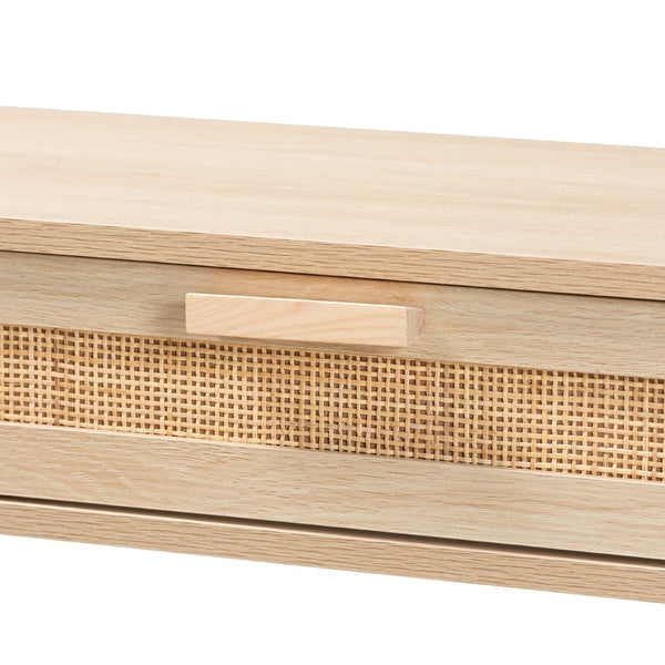 Baxton Studio Baxton Studio Sebille Console Table - Mid-Century Modern Light Brown Wood & Rattan Storage Solution LC21020907-Rattan-2DW-Console Table