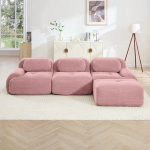 English Elm L-shaped Modular Corduroy Sectional Sofa Ergonomic No Assembly Pet Friendly Living Room W714S01407