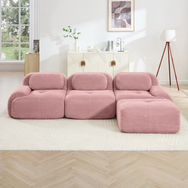 English Elm L-shaped Modular Corduroy Sectional Sofa Ergonomic No Assembly Pet Friendly Living Room W714S01407