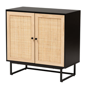 Baxton Studio Baxton Studio Declan Mid-Century Modern 2-Door Storage Cabinet with Rattan and Espresso Wood Finish LCF20009-Rattan-Storage Cabinet