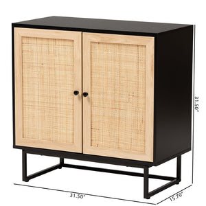 Baxton Studio Baxton Studio Declan Mid-Century Modern 2-Door Storage Cabinet with Rattan and Espresso Wood Finish LCF20009-Rattan-Storage Cabinet