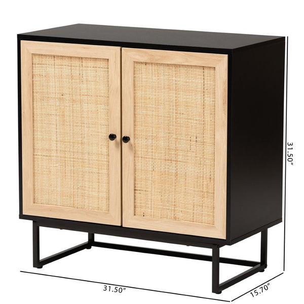 Baxton Studio Baxton Studio Declan Mid-Century Modern 2-Door Storage Cabinet with Rattan and Espresso Wood Finish LCF20009-Rattan-Storage Cabinet