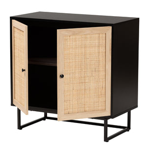 Baxton Studio Baxton Studio Declan Mid-Century Modern 2-Door Storage Cabinet with Rattan and Espresso Wood Finish LCF20009-Rattan-Storage Cabinet