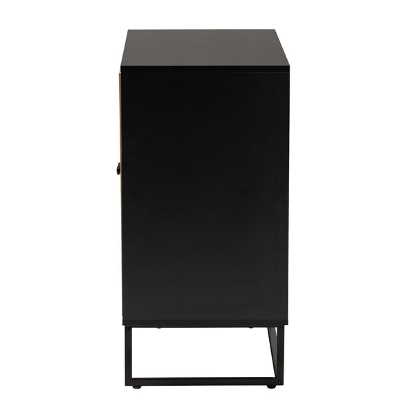 Baxton Studio Baxton Studio Declan Mid-Century Modern 2-Door Storage Cabinet with Rattan and Espresso Wood Finish LCF20009-Rattan-Storage Cabinet