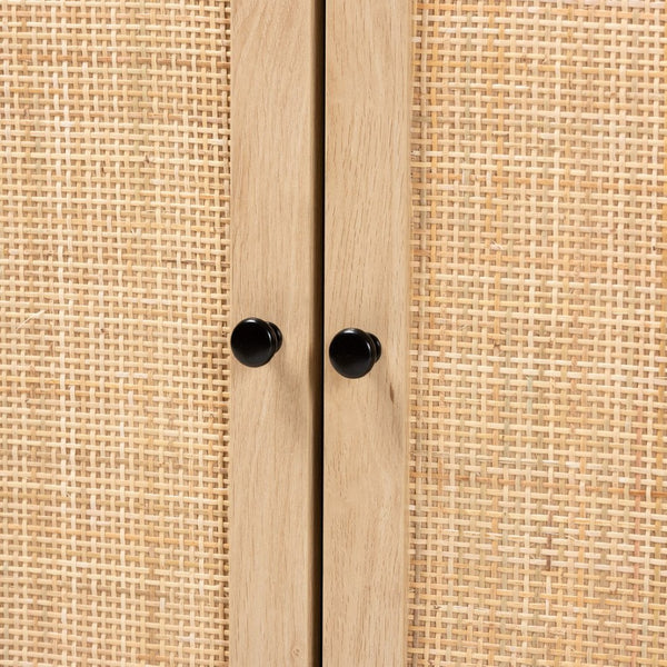 Baxton Studio Baxton Studio Declan Mid-Century Modern 2-Door Storage Cabinet with Rattan and Espresso Wood Finish LCF20009-Rattan-Storage Cabinet