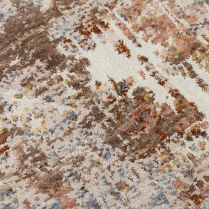 Alora Decor Lake Abstract Rug In Ivory With Blue And Rust Accents, Recycled Polyester, Hand-Washed Soft Finish 5'2" x 7'9" 12412473004545279
