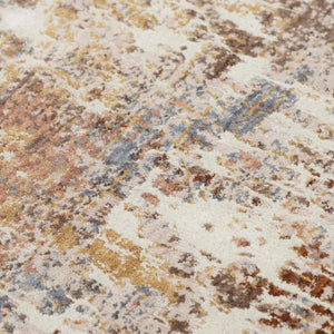 Alora Decor Lake Abstract Rug In Ivory With Blue And Rust Accents, Recycled Polyester, Hand-Washed Soft Finish 5'2" x 7'9" 12412473004545279