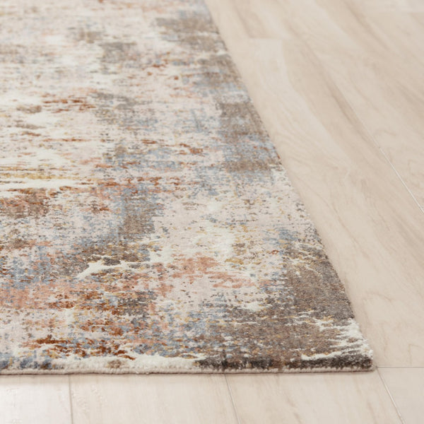 Alora Decor Lake Abstract Rug In Ivory With Blue And Rust Accents, Recycled Polyester, Hand-Washed Soft Finish 5'2" x 7'9" 12412473004545279