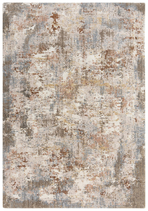 Alora Decor Lake Abstract Rug In Ivory With Blue And Rust Accents, Recycled Polyester, Hand-Washed Soft Finish 5'2" x 7'9" 12412473004545279
