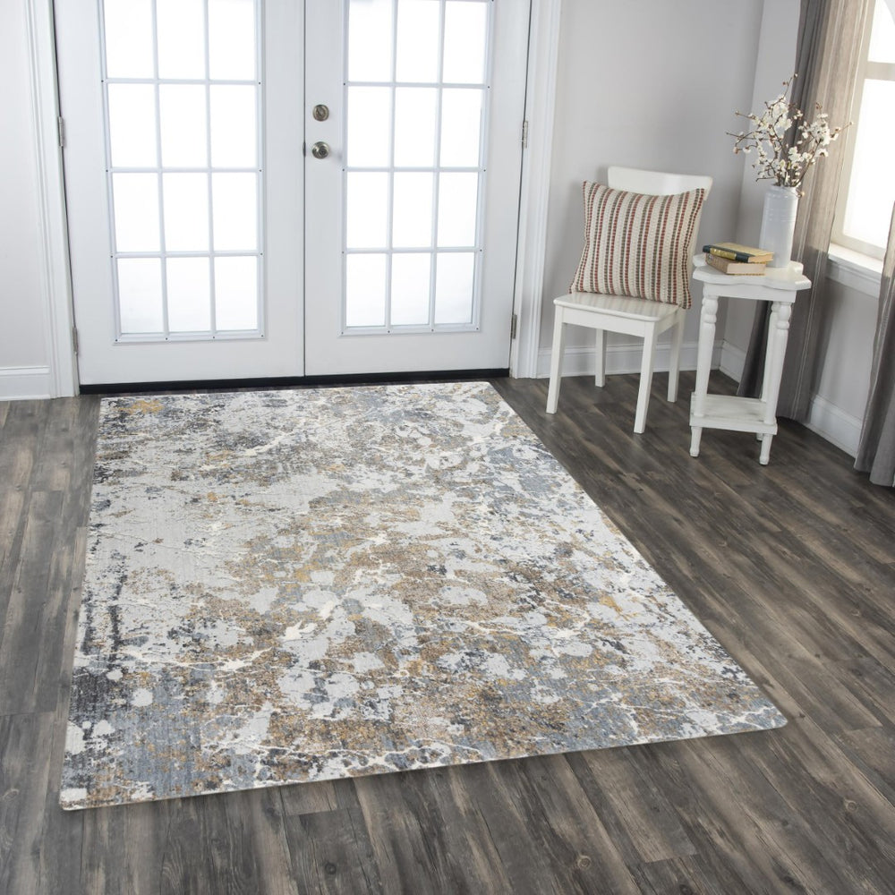 Alora Decor Lake Painted-Texture Rug In Lake Blue And Ivory — Eco-Friendly 100% Recycled Polyester, Durable Plush 5'2" x 7'9" 12412473100095279