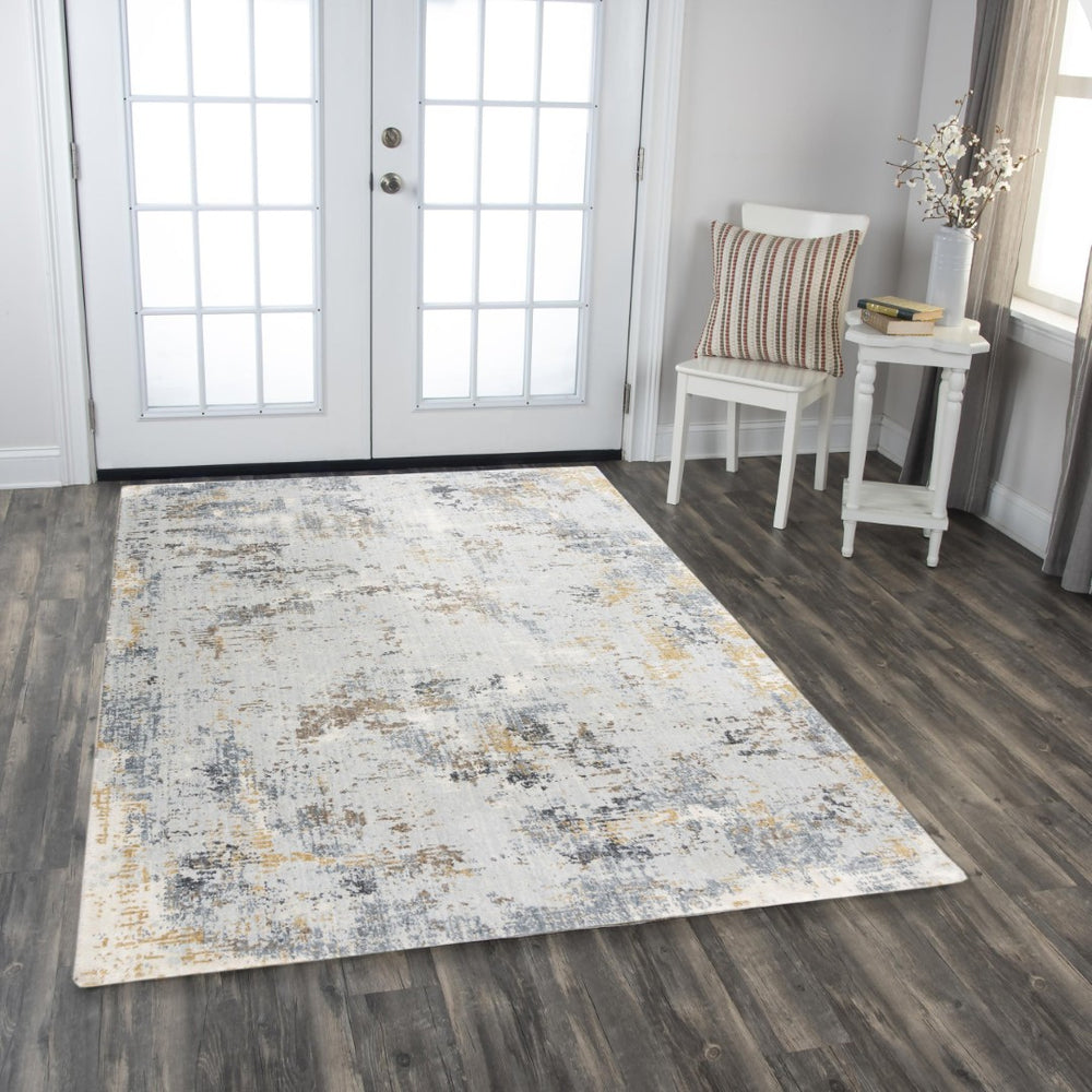 Alora Decor Lake Abstract Painted-Texture Rug In Lake Blue, Gray & Ivory — Plush Recycled Polyester, Stain-Resistant Comfort For Modern Living Spaces 9' x 12' 12412473200090912