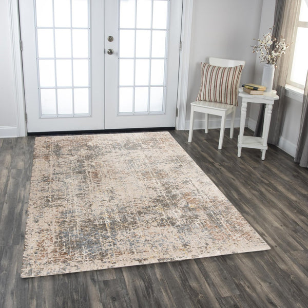 Alora Decor Lake Recycled-Poly Runner 2'6"X8' Modern Abstract Beige-Ivory-Blue Rug — Eco Plush Durable Style 12412473304542608