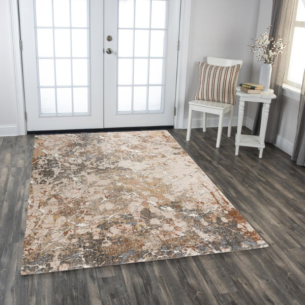 Alora Decor Lake Eco-Friendly Abstract Rug In Warm Brown, Ivory & Rust – Hand-Washed Recycled Polyester Plush Finish 10' x 13' 12412473404540113