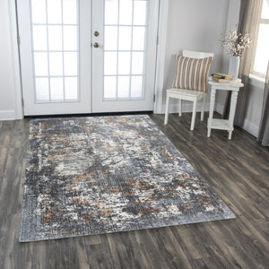 Alora Decor Lake Bold Abstract Area Rug In Blue And Rust Tones, Recycled Polyester, Hand‑Washed Softness And Durable Hybrid Construction For Modern To Traditional Spaces 10' x 13' 12412473500090113