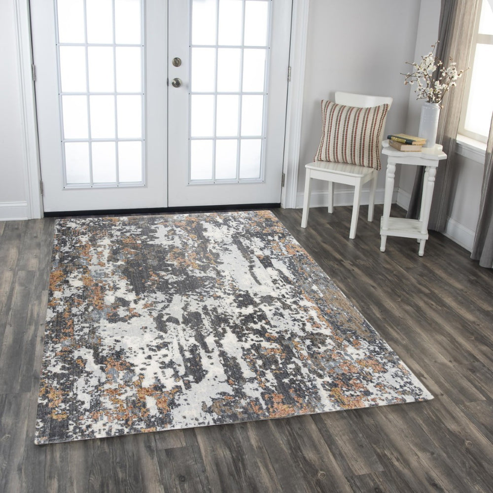 Alora Decor Lake Gray Runner Rug – 2'6"X8' Recycled Polyester, Abstract Navy Beige Ivory, Hand-Washed Soft Finish 12412473633542608