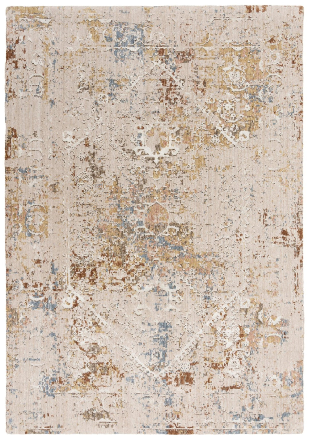 Alora Decor Lake Neutral Runner Rug 2'6"X8' | Eco-Friendly 100% Recycled Polyester, Abstract Ivory Blue Accents 12412473704542608