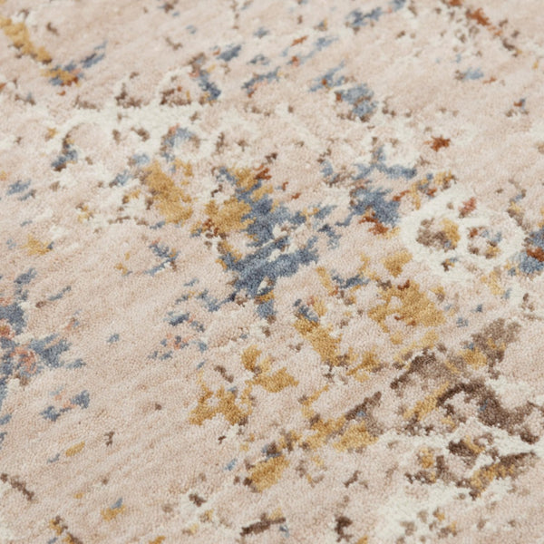 Alora Decor Lake Eco-Friendly Abstract Rug In Ivory With Blue, Beige, Gold And Rust Accents — Durable Recycled Polyester 5'2" x 7'9" 12412473704545279