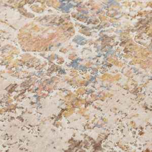 Alora Decor Lake Eco-Friendly Abstract Rug In Ivory With Blue, Beige, Gold And Rust Accents — Durable Recycled Polyester 5'2" x 7'9" 12412473704545279