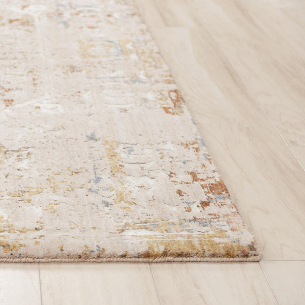 Alora Decor Lake Eco-Friendly Abstract Rug In Ivory With Blue, Beige, Gold And Rust Accents — Durable Recycled Polyester 5'2" x 7'9" 12412473704545279