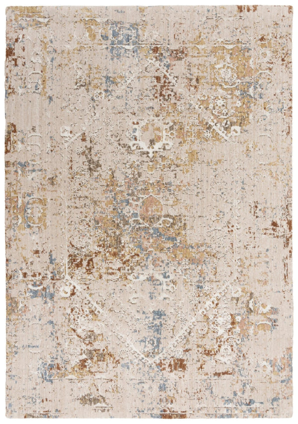 Alora Decor Lake Eco-Friendly Abstract Rug In Ivory With Blue, Beige, Gold And Rust Accents — Durable Recycled Polyester 5'2" x 7'9" 12412473704545279