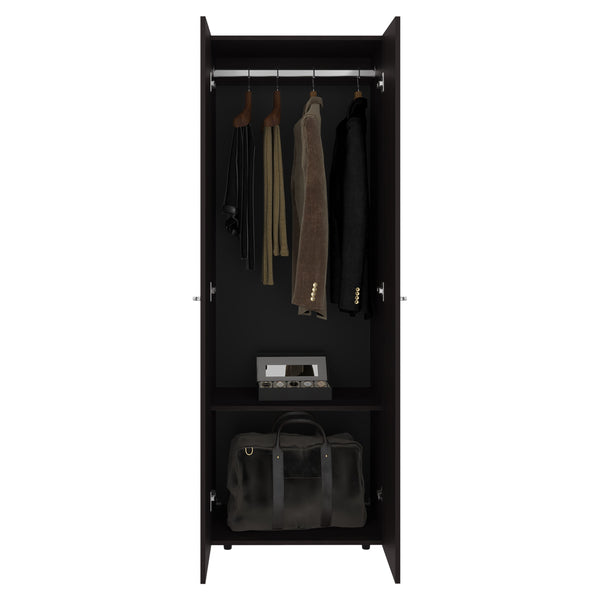 English Elm FM Tolleson 3-Door Tall Wardrobe Cabinet with Full-Length Rod, 4 Shelves, Scratch-Resistant Finish Walnut 71.26 L x 20.08 W x 5.12 H B128P361086