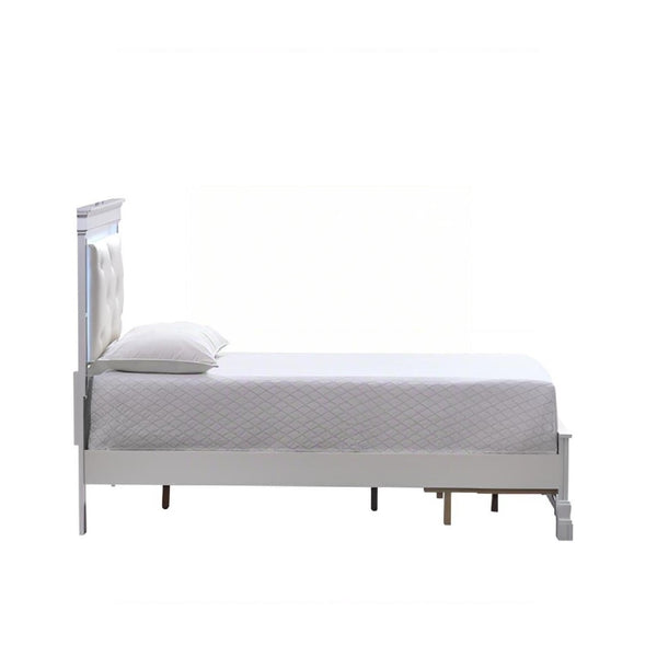 English Elm Verona Twin Bed With Jeweled Headboard, Led Lighting & Storage Drawers - Elegant Pearl White Design B078S00643-GIGA