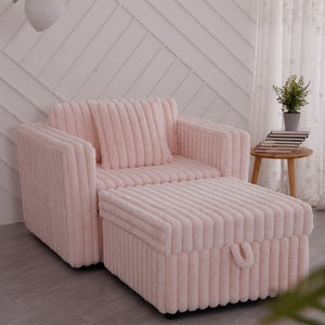 English Elm 44.9"Soft Modular Sofa with Removable Zipper Cushions, Hidden Hydraulic Storage, Easy Cleanability Light Pink W1767S00015