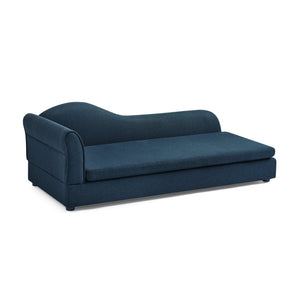 English Elm Oversized Pet Sofa with Wave Backrest Rubberwood Frame Linen Upholstery for Large Dogs W487P430332