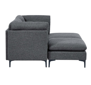 English Elm Linen Modular Sectional with Black Metal Legs for Modern Living Rooms B2748S00105