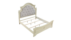 English Elm Traditional King Bed With Luxurious Button-Tufted Upholstery In Antique Beige For Timeless Elegance B009S01328-GIGA