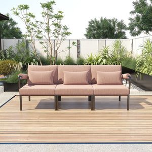 English Elm Rajni Modular 3-Piece Outdoor Patio Sectional with Waterproof Upholstery, Powder-Coated Metal Frame Pink 31.5 L x 29.53 W x 15.35 H B2726S00412